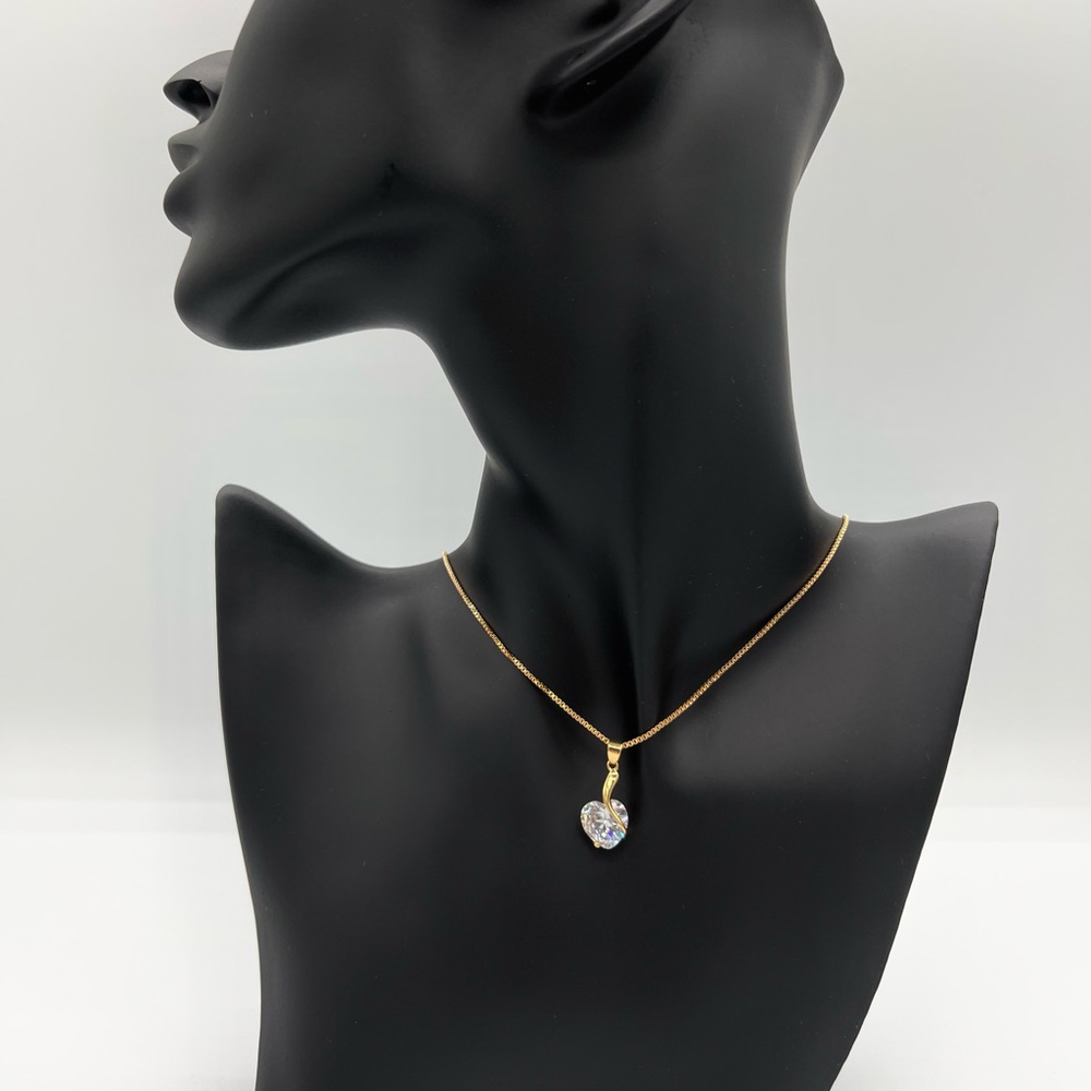 Swarovski Elements Crystal Embrace Heart on a Gold Box Chain Necklace